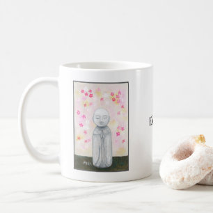 Caneca De Café Presente Personalizado de Jizo Rezando em Flores B