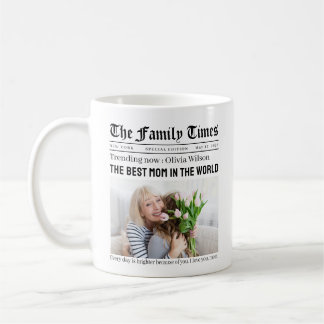 Caneca De Café Presente Personalizado de Jornal do Dia das Mães p