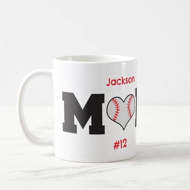 Caneca De Café Presente Personalizado de Mãe de Baseball (Esquerda)