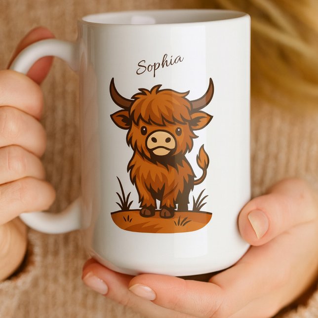 Caneca De Café Presente Personalizado de Vaca das Terras Altas (Criador carregado)