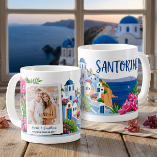 Caneca De Café Presente Personalizado de Viagem para Santorini co