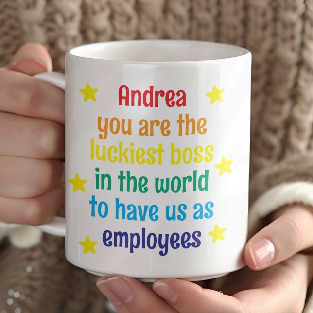 Caneca De Café Presente Personalizado do Rainbow Funny Boss (Criador carregado)