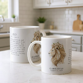 Caneca De Café Presente Personalizado do Signo de Leão Horóscopo