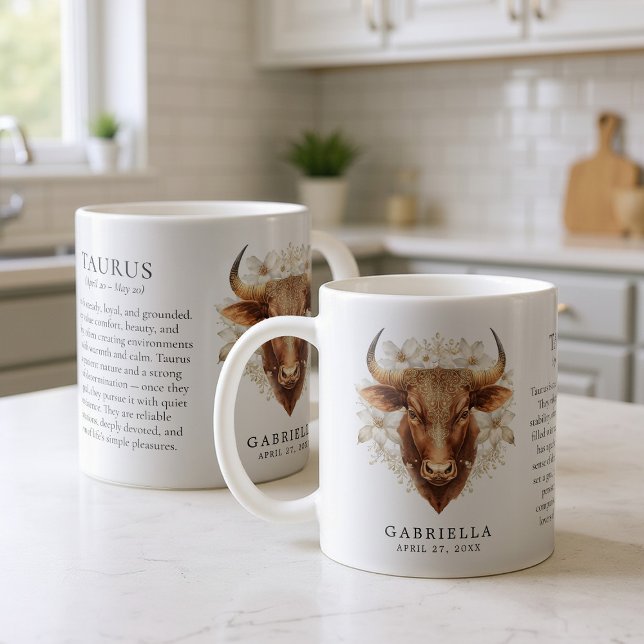 Caneca De Café Presente Personalizado do Signo de Touro Horóscopo (Criador carregado)