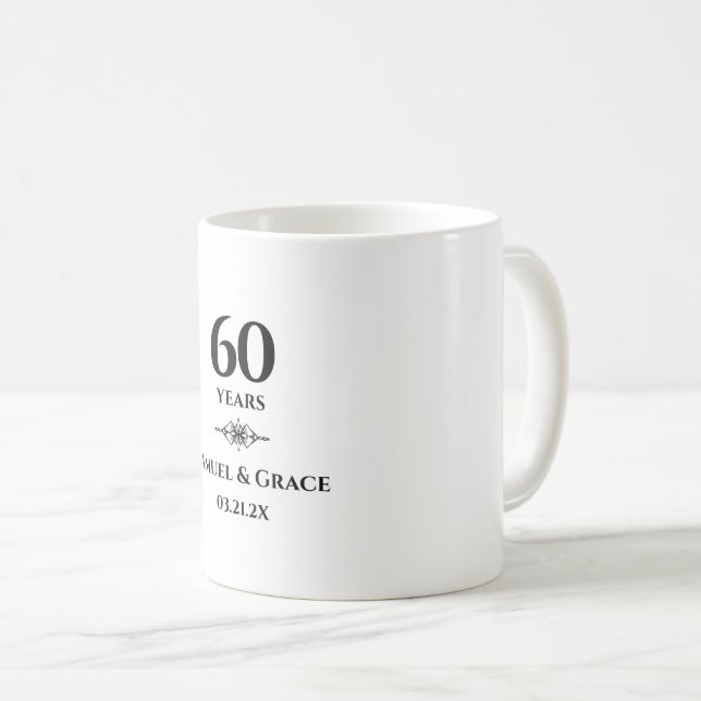 Caneca De Café Presente Personalizado Elegante de 60º Aniversário (Frente Esquerda)