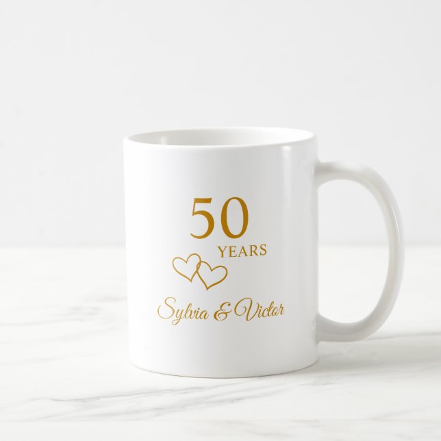 Caneca De Café Presente Personalizado Elegante Moderno de 50º Ani (Direita)