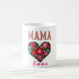 Caneca De Café Presente Personalizado Floral Coração de Mamãe