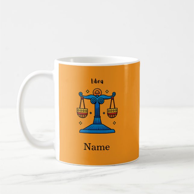 Caneca De Café Presente Personalizado Libra Zodíaco Retro Pop Art (Esquerda)