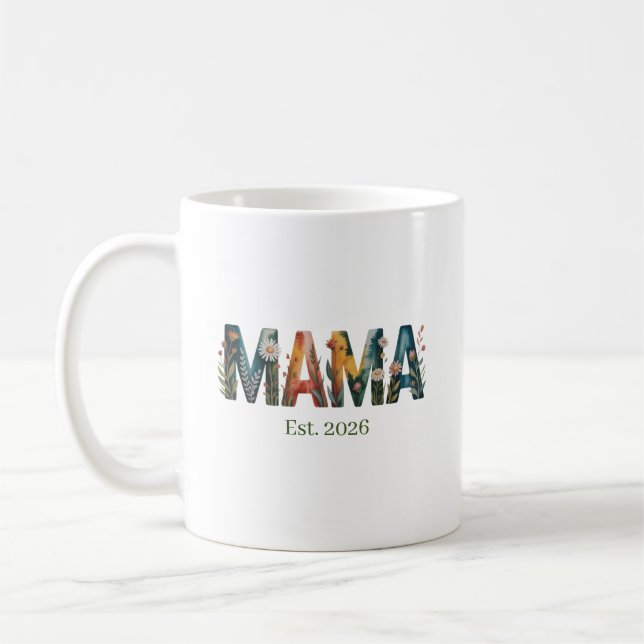 Caneca De Café Presente Personalizado Mãe Ano Floral Dia das Mães (Esquerda)
