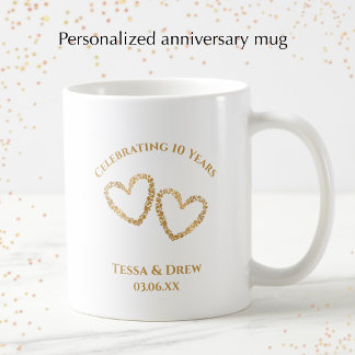 Caneca De Café Presente Personalizado Moderno para 10 Anos de Cas