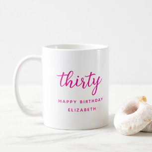 Caneca De Café Presente Personalizado Moderno Rosa para 30º Anive