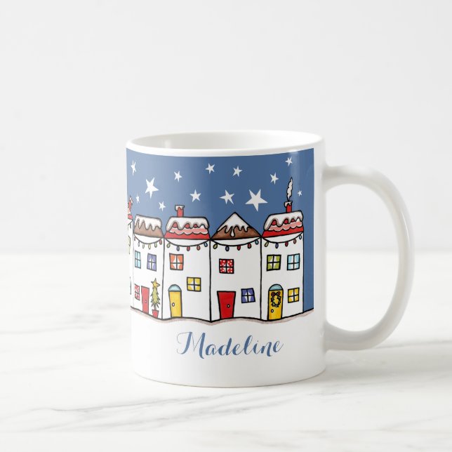 Caneca De Café Presente personalizado na cena de neve de Natal (Direita)