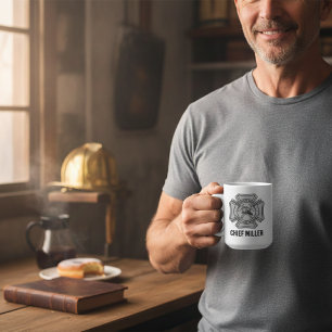 Caneca De Café Presente Personalizado Nome Bombeiro Anos de Servi