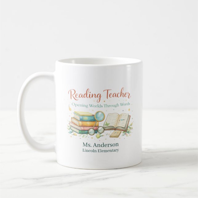 Caneca De Café Presente Personalizado para Professor de Leitura (Esquerda)