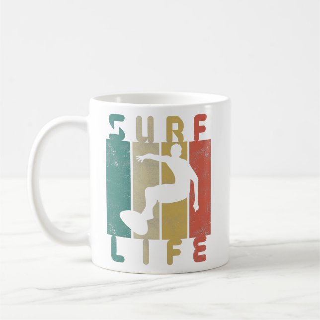 Caneca De Café presente retrô de surfista (Esquerda)