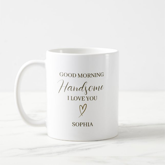 Caneca De Café Presente Romântico Personalizado Bom Dia Bonito (Esquerda)