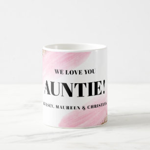 Caneca De Café Presente Rosa Dourado para Tia com Nomes