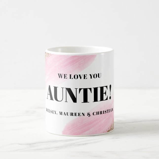 Caneca De Café Presente Rosa Dourado para Tia com Nomes  (Centro)