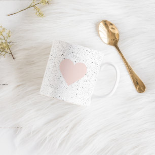 Caneca De Café Presente Rosa e Coração Moderno Pastel