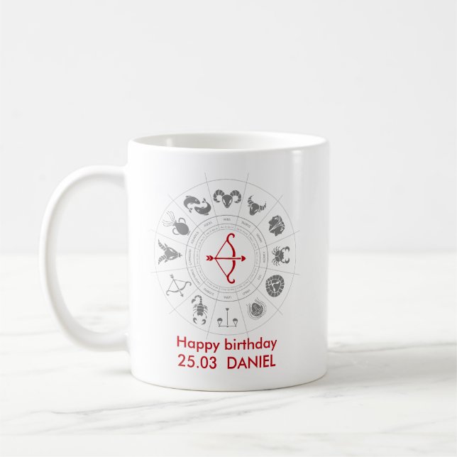 Caneca De Café Presente Sagitário Personalizado Zodíaco (Esquerda)
