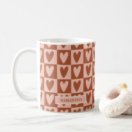 Caneca De Café Presente Terracota Boho Corações Dia dos Namorados