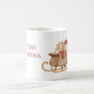 Caneca De Café Presentes Creme Vermelho do Trenó do Papai Noel
