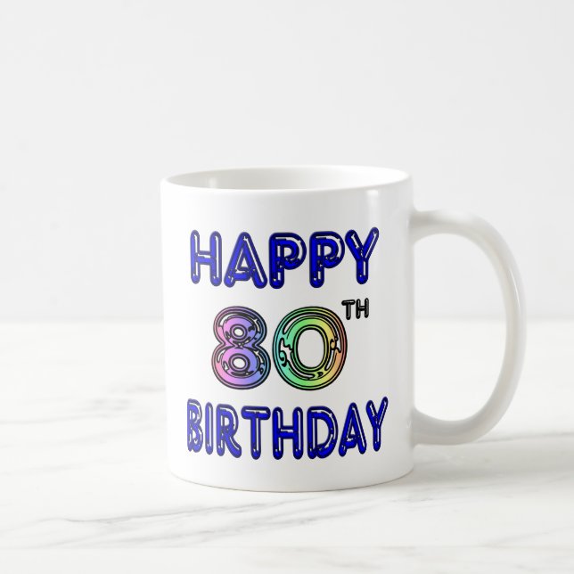 Caneca De Café Presentes de aniversário do 80 e roupa felizes do (Direita)