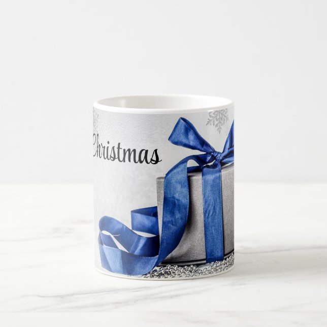 Caneca De Café Presentes de Natal Azuis e Prateados  (Centro)