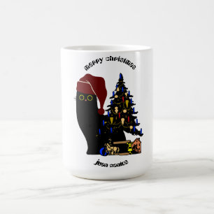 Caneca De Café presentes de natal de gatos, nome personalizado