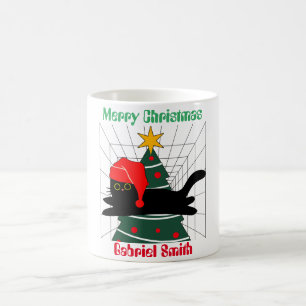 Caneca De Café presentes de natal de gatos, nome personalizado