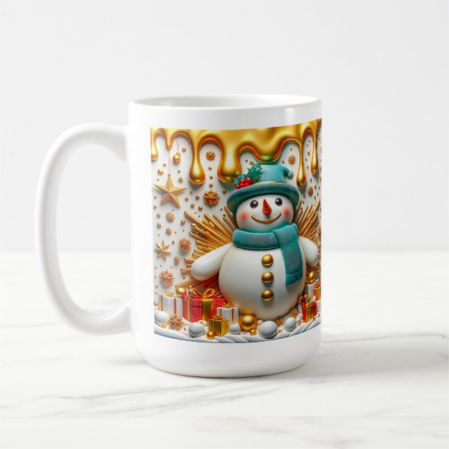 Caneca De Café Presentes de Natal em 3D Boneco de Neve (Esquerda)