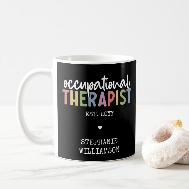 Caneca De Café Presentes de OT Terapêutica Ocupacional Personaliz (Com Donut)