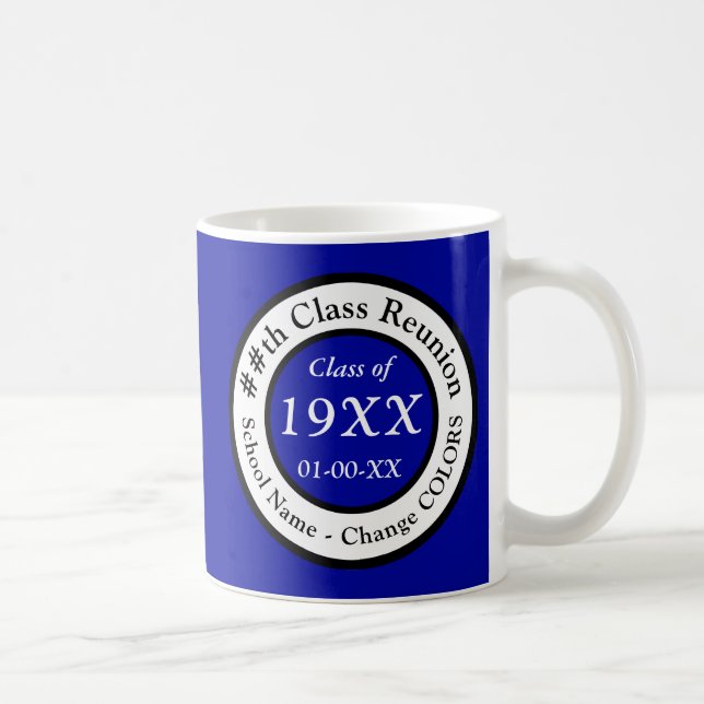 Caneca De Café Presentes de Reunião de Classe Personalizada, Azul (Direita)