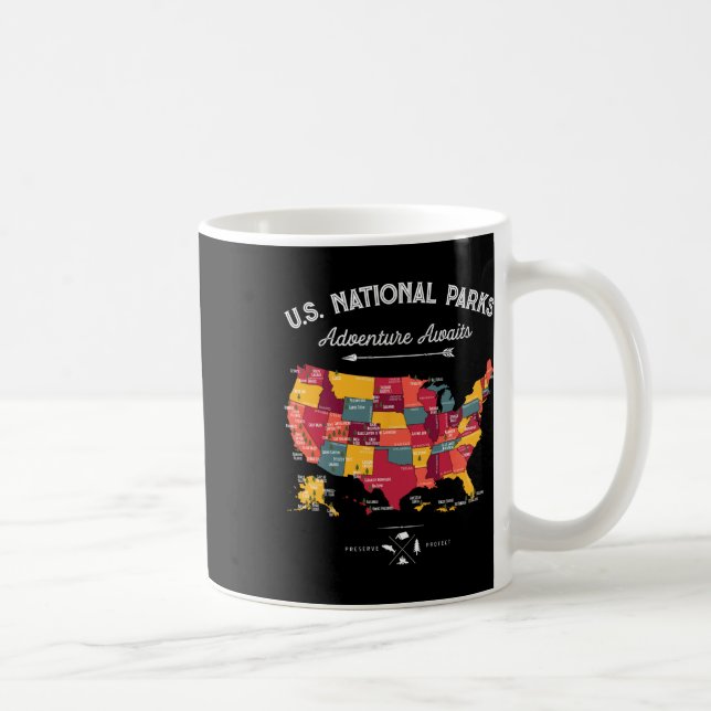 Caneca De Café Presentes do Mapa dos 62 Parques Nacionais dos EUA (Direita)