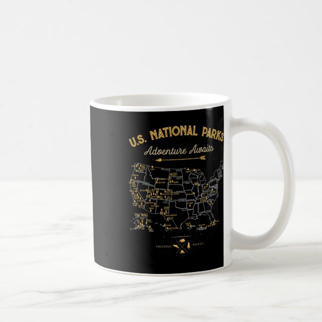 Caneca De Café Presentes do Mapa dos 62 Parques Nacionais Us Park (Direita)
