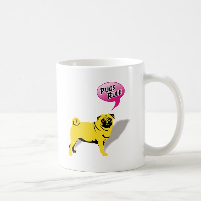 Caneca De Café Presentes dos Pug Divertidos Regem (Direita)
