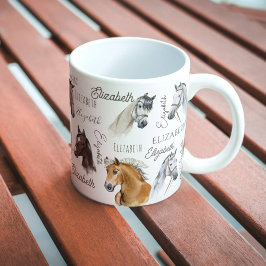 Caneca De Café Presentes equestres para raparigas nome personaliz