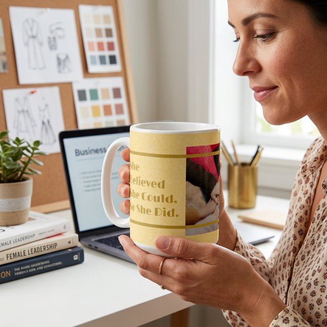 Caneca De Café Presentes Inspiradores de Fotos Personalizadas par (Custom Photo Inspirational Gifts for Women Yellow Coffee Mug)