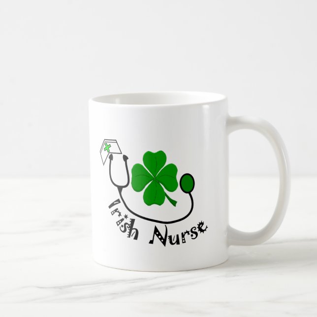 Caneca De Café Presentes irlandeses da enfermeira, design verde (Direita)