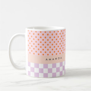 Caneca De Café Presentes Lilac de Bolinhas do Monograma Personali