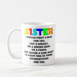 Caneca De Café Presentes para irmã, presente engraçado para irmã,