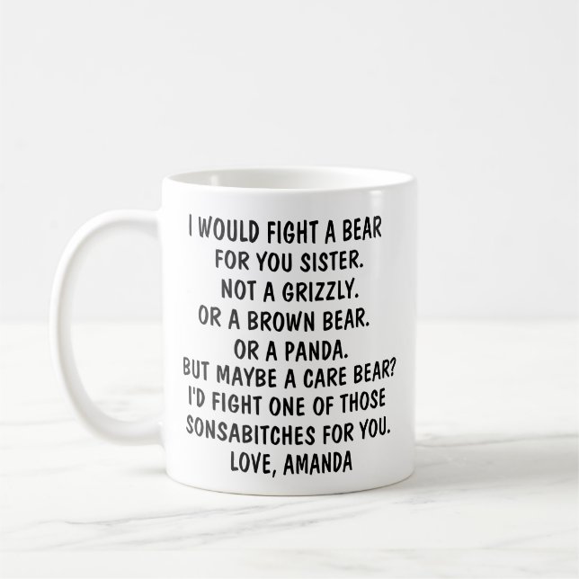 Caneca De Café Presentes para irmã, presente engraçado para irmã, (Esquerda)