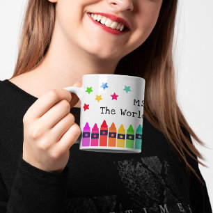 Caneca De Café Presentes para Professores Melhor do Mundo Crayons