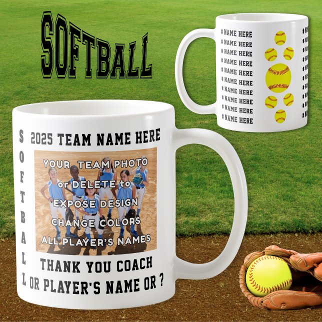 Caneca De Café Presentes para Treinadores de Softbol ou Jogadores (Gift ideas for softball coaches. Softball senior gifts or Softball Team gift ideas. Softball mugs.)