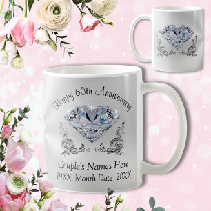 Caneca De Café Presentes Personalizados de DIAMANTE Feliz 60º Ani