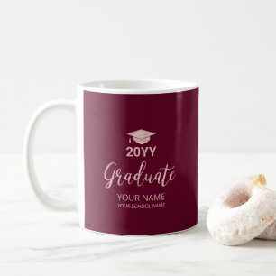 Caneca De Café Presentes Personalizados de Formatura Rose Gold &