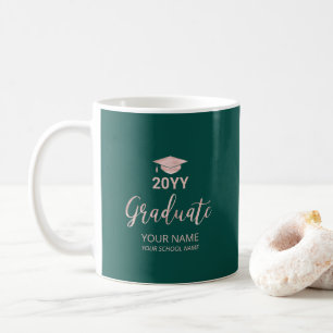 Caneca De Café Presentes Personalizados de Graduação Rose Gold e 