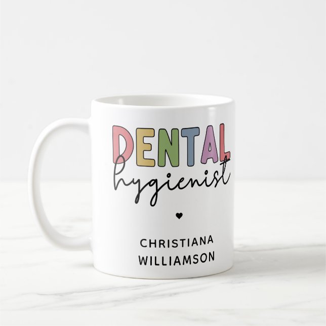 Caneca De Café Presentes RDH de Higienista Dental de Nome Persona (Esquerda)