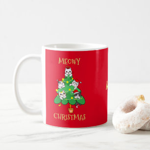Caneca De Café Presépio Alegre de Natal Personalizado Gatos Fofos