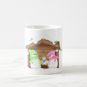 Caneca De Café Presépio de Neve de Natal Bonito